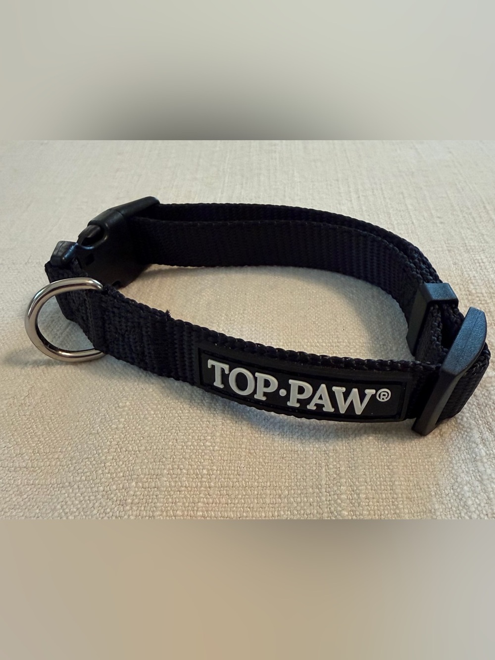Top Paw Black Adjustable Nylon Dog Collar with Metal D-Ring